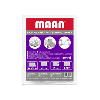 Folia malarska FM-13 STANDARD SŁOMKA 4 x 5 m (1 GRUBA BEZBARWNA)